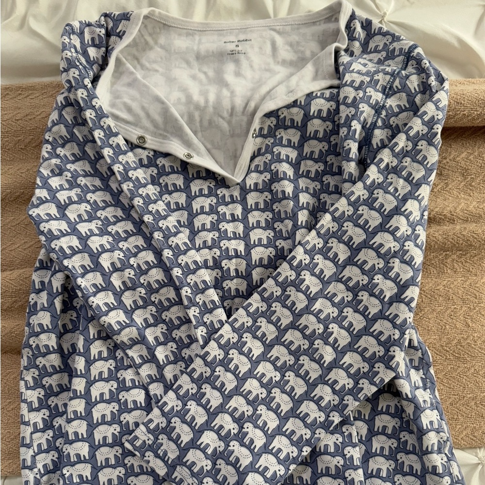 Roller rabbit blue and white elephant PJ set